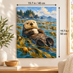 40 × 50 cm (15.7 × 19.7 in) size guide for Sea Otter with Kelp and Shell paint by numbers kit