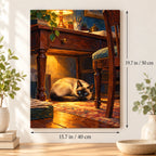 40 × 50 cm (15.7 × 19.7 in) size guide for Siamese Cat under a Desk Lamp paint by numbers kit