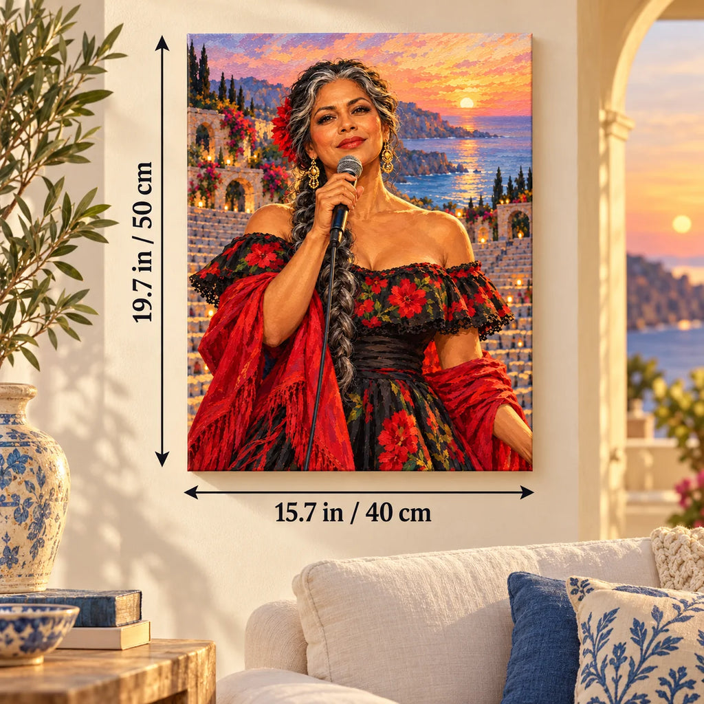 Portrait size guide for the Woman Singer Performing by a Coastal Amphitheater paint by numbers kit, 15.7 × 19.7 in (40 × 50 cm).
