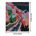 Snowy Christmas Town Square with String Lights canvas in a styled room, 15.7 × 19.7 in / 40 × 50 cm