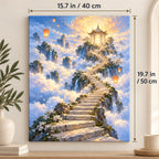 Portrait size guide for the Stairway Cloud Temple paint by numbers kit, 15.7 × 19.7 in (40 × 50 cm).