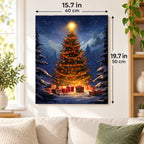 Star Over the Snowy Pines paint by numbers canvas displayed in a bright living room, 15.7 × 19.7 in / 40 × 50 cm
