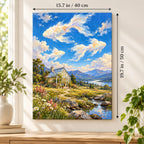 Portrait size guide for the Surreal Greenhouse Fish Clouds paint by numbers kit, 15.7 × 19.7 in (40 × 50 cm).