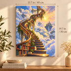 Portrait size guide for the Surreal Library Floating Stairs paint by numbers kit, 15.7 × 19.7 in (40 × 50 cm).