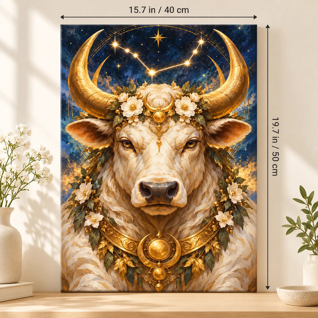 Portrait size guide for the Taurus Bull Pear Blossoms paint by numbers kit, 15.7 × 19.7 in (40 × 50 cm).