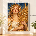 Portrait size guide for the Virgo Harvest Maiden Dawn paint by numbers kit, 15.7 × 19.7 in (40 × 50 cm).