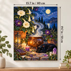 Portrait size guide for the Witch Cauldron with Black Cat in Moon Garden paint by numbers kit, 15.7 × 19.7 in (40 × 50 cm).