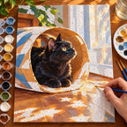 Painting process for Black Cat Wicker Tunnel paint by numbers kit