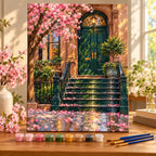 Painting process example for the brooklyn brownstone spring door paint by numbers design.