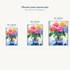 Pastel hydrangea diamond painting size comparison