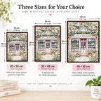 Little bookshop artwork size comparison from 20 by 30 to 40 by 50 cm