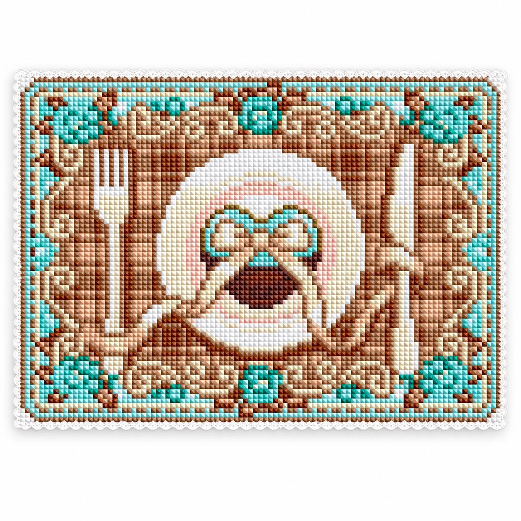 Pastel table setting diamond painting placemat in Mocha Mint