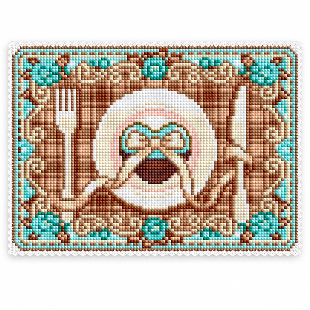 Pastel table setting diamond painting placemat in Mocha Mint