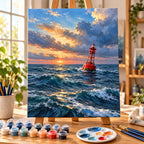 Painting process example for the storm swell buoy paint by numbers design.