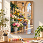 Painting process example for the vienna florist market morning paint by numbers design.