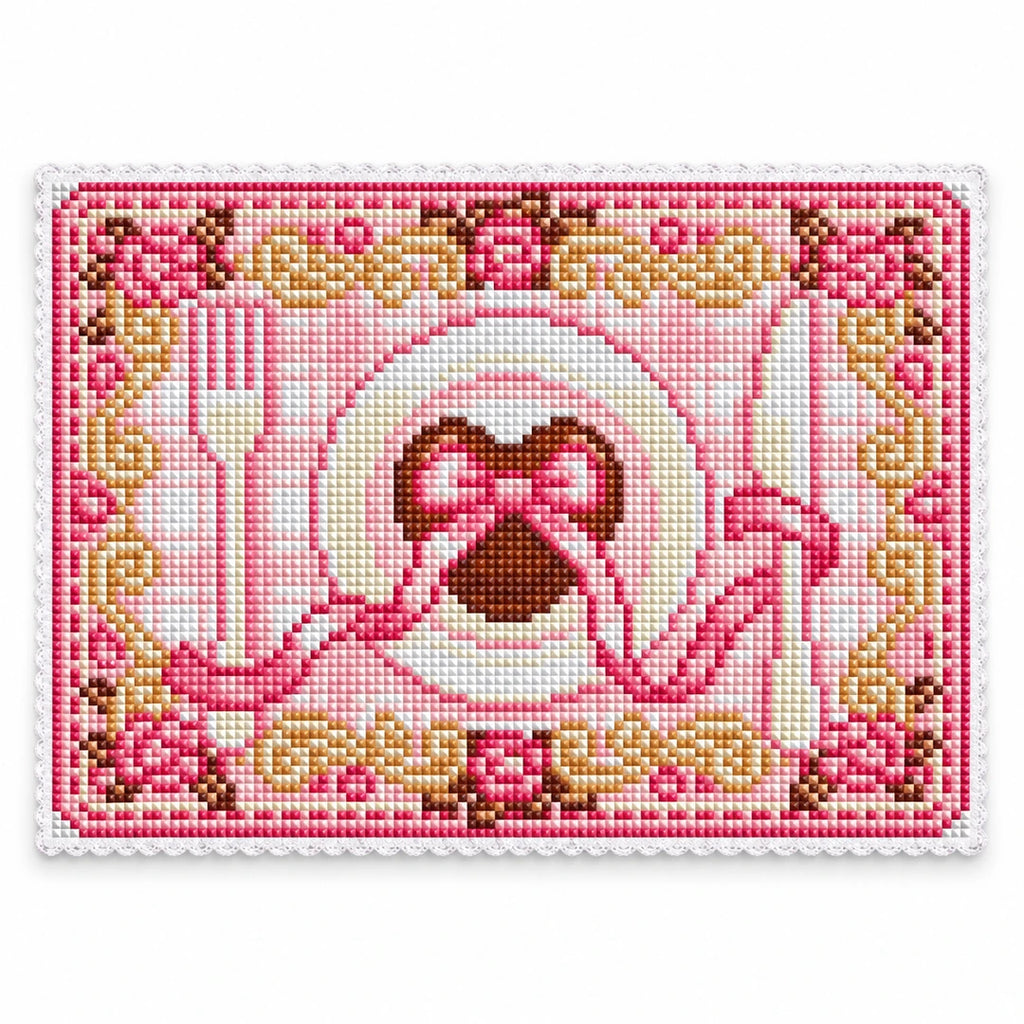 Pastel table setting diamond painting placemat in Pink Coffee