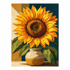 Completed diamond painting for Radiant Sunflower Glow Diamond Painting Kit on a white background
