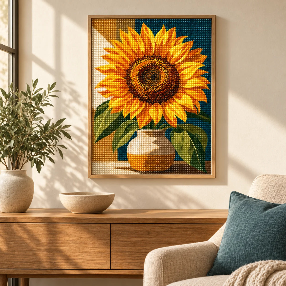 Home decor scene for Radiant Sunflower Glow Diamond Painting Kit