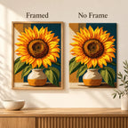 Framed and no-frame comparison for Radiant Sunflower Glow Diamond Painting Kit