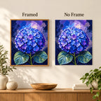 Framed and no-frame comparison for Blue Bloom Sphere Diamond Painting Kit