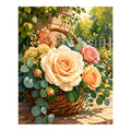 Original artwork for Golden Rose Basket Diamond Painting Kit on a white background