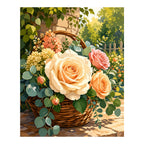 Original artwork for Golden Rose Basket Diamond Painting Kit on a white background