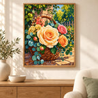 Home decor scene for Golden Rose Basket Diamond Painting Kit