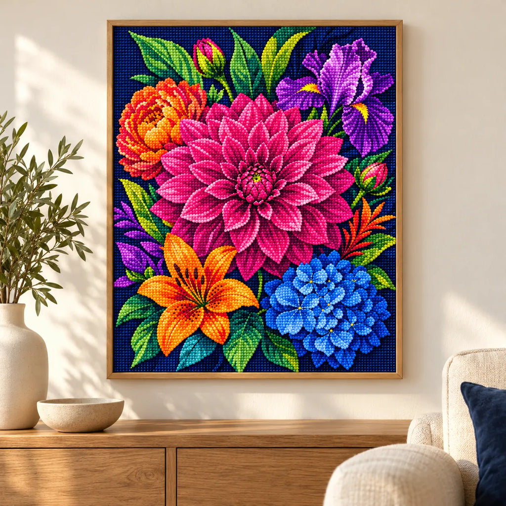 Home decor scene for Vibrant Garden Bloom Diamond Painting Kit