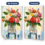 Colorful rose and tulip diamond painting No Frame and Framed comparison