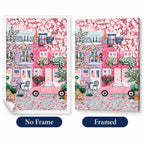Loose and stretcher-framed cherry blossom canvas comparison, diamond painting kit