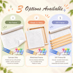 Paint by numbers kit frame options: canvas only, stretched frame, and DIY frame kit.