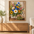 Home decor scene for Rustic Wildflower Bouquet Diamond Painting Kit
