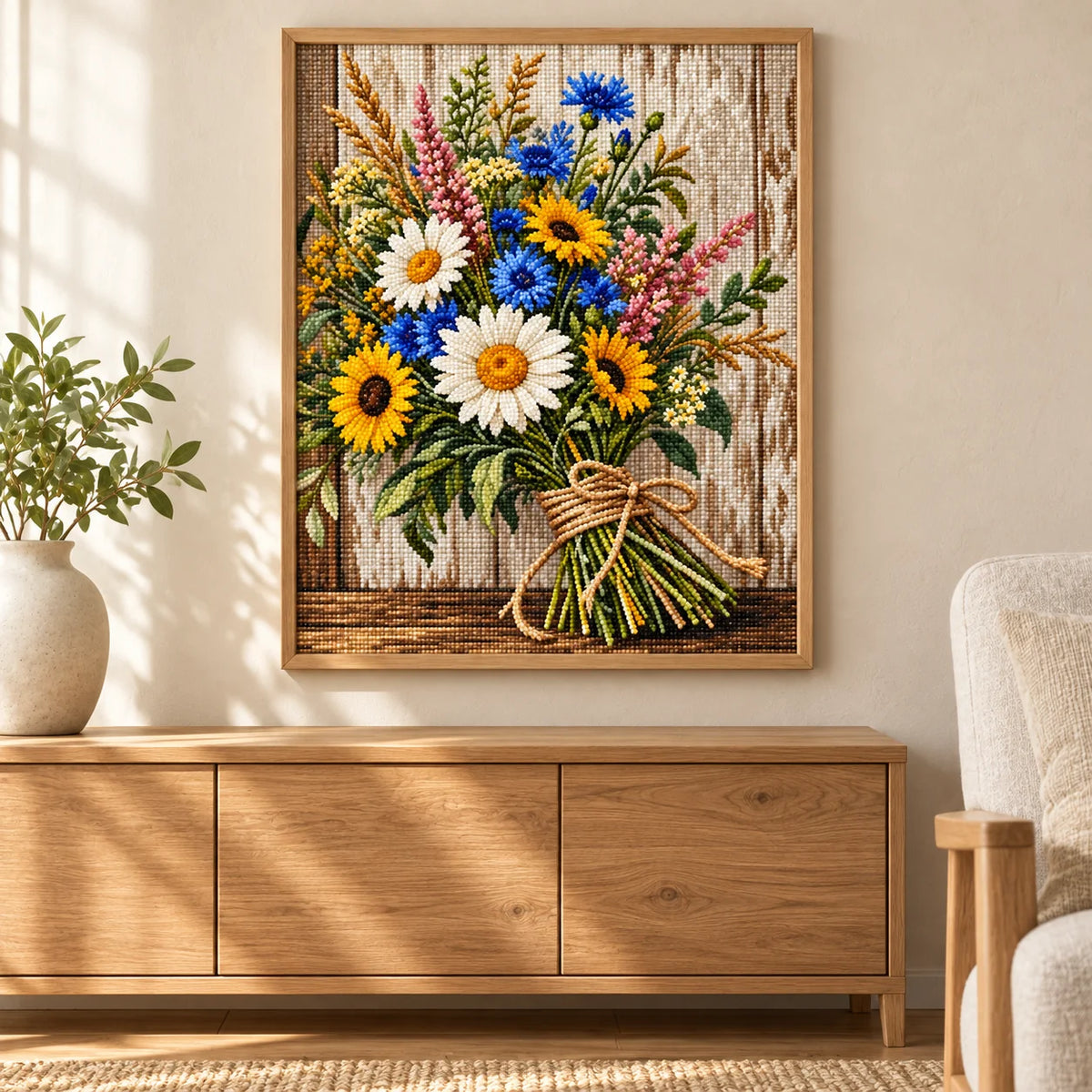 Home decor scene for Rustic Wildflower Bouquet Diamond Painting Kit