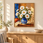 Home decor scene for Sunlit Daisies in Blue Vase Diamond Painting Kit