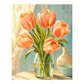 Original artwork for Morning Light Tulips Diamond Painting Kit on a white background