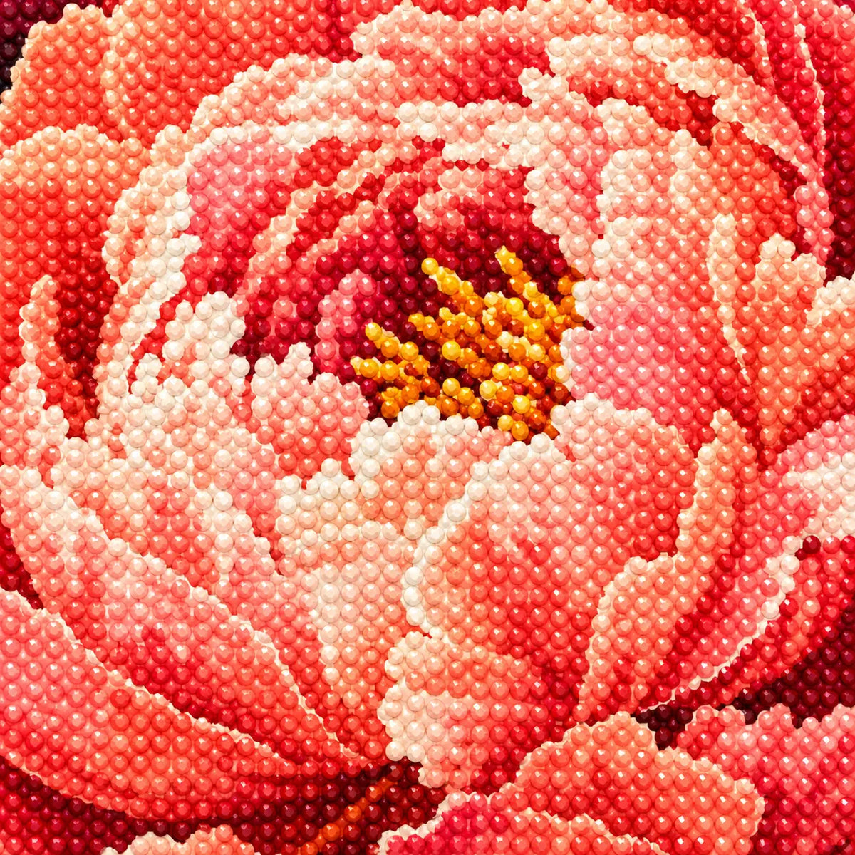 Diamond drill detail for Coral Glow Peony Diamond Painting Kit