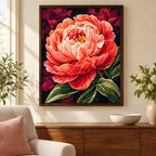Home decor scene for Coral Glow Peony Diamond Painting Kit