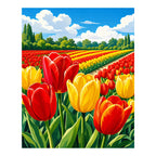 Original artwork for Rows of Tulip Splendor Diamond Painting Kit on a white background