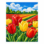 Completed diamond painting for Rows of Tulip Splendor Diamond Painting Kit on a white background
