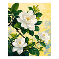 Original artwork for Radiant Gardenia Bloom Diamond Painting Kit on a white background
