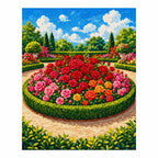 Completed diamond painting for Circle of Blooming Roses Diamond Painting Kit on a white background