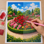 Hands-on painting process for Circle of Blooming Roses Diamond Painting Kit