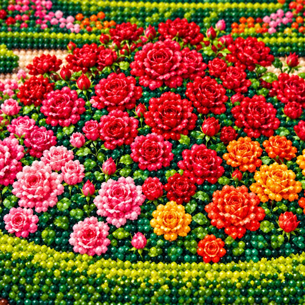 Diamond drill detail for Circle of Blooming Roses Diamond Painting Kit
