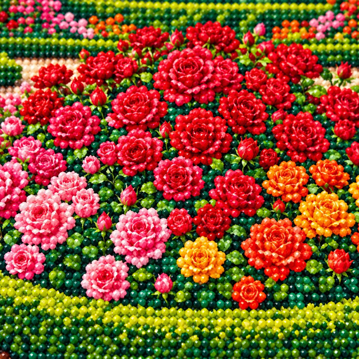 Diamond drill detail for Circle of Blooming Roses Diamond Painting Kit