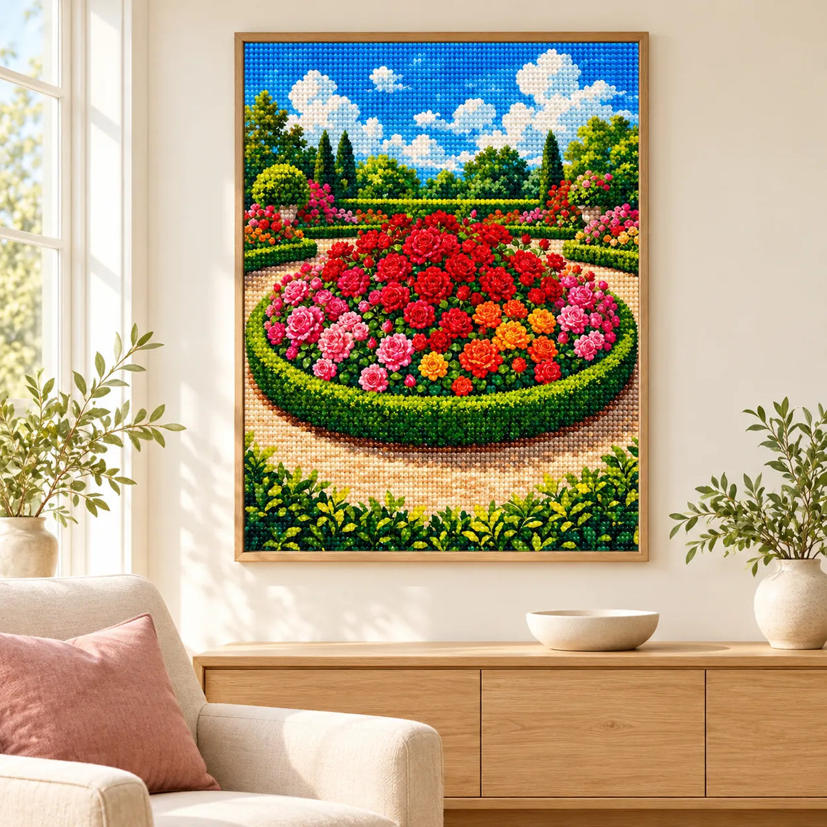 Home decor scene for Circle of Blooming Roses Diamond Painting Kit