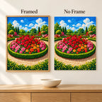 Framed and no-frame comparison for Circle of Blooming Roses Diamond Painting Kit