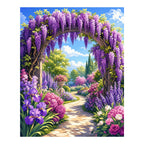 Original artwork for Wisteria Archway Garden Diamond Painting Kit on a white background