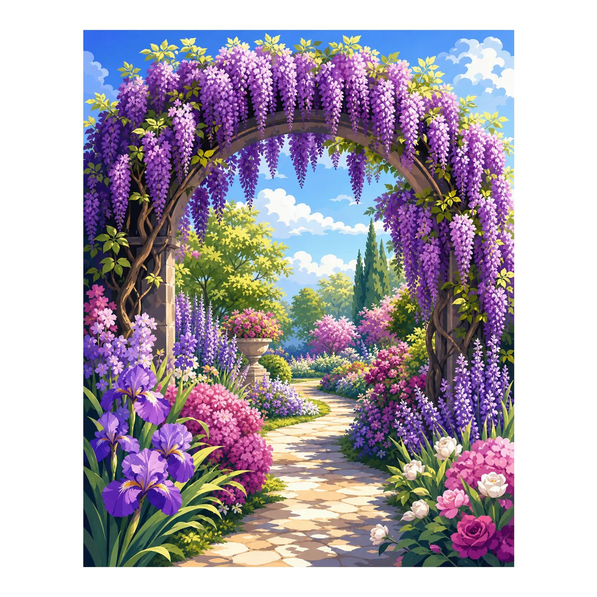 Original artwork for Wisteria Archway Garden Diamond Painting Kit on a white background