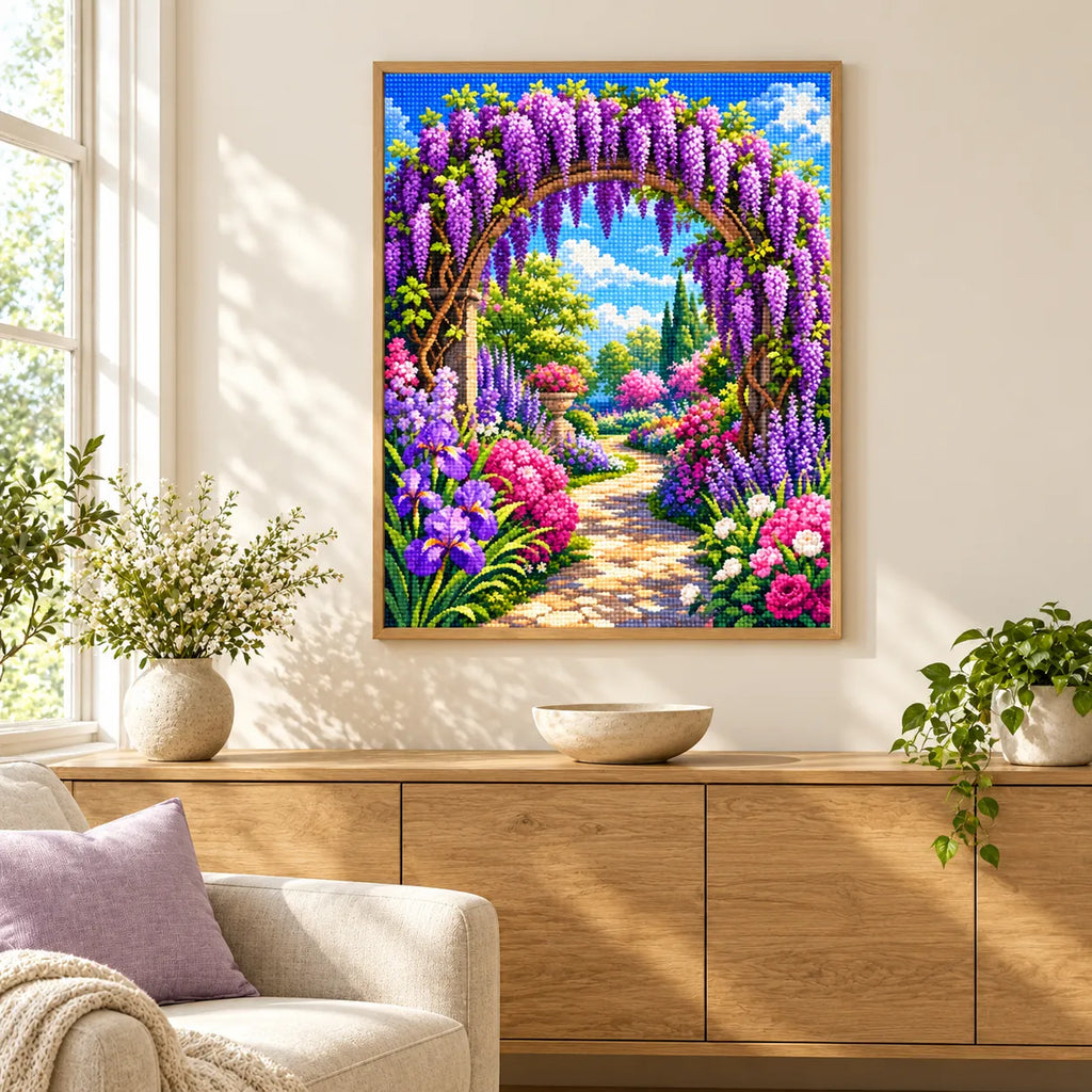 Home decor scene for Wisteria Archway Garden Diamond Painting Kit
