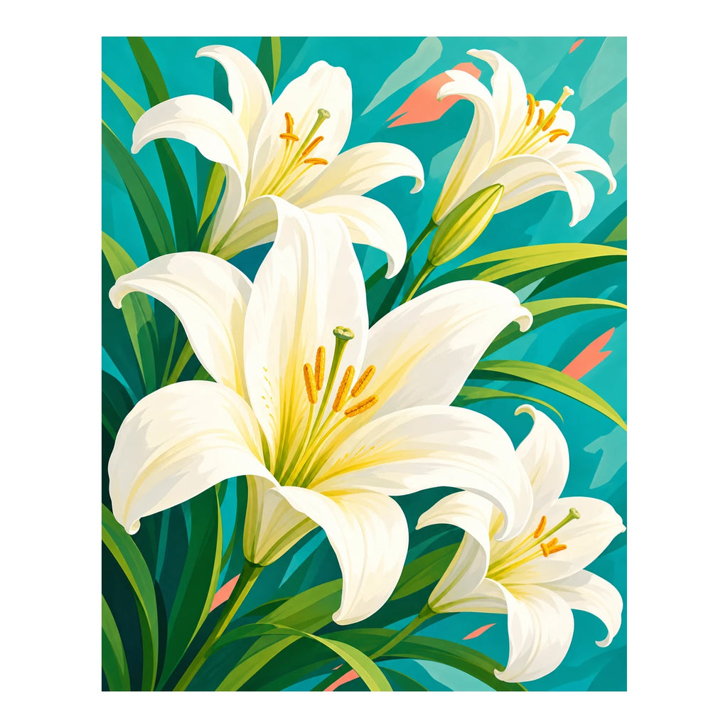 Original artwork for Lily Radiance Diamond Painting Kit on a white background